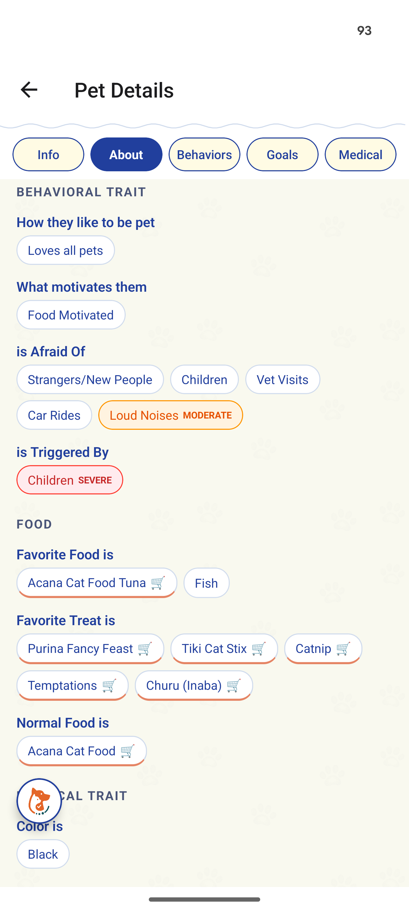 Pet personality, fears, and favorite foods documented in Trovvy